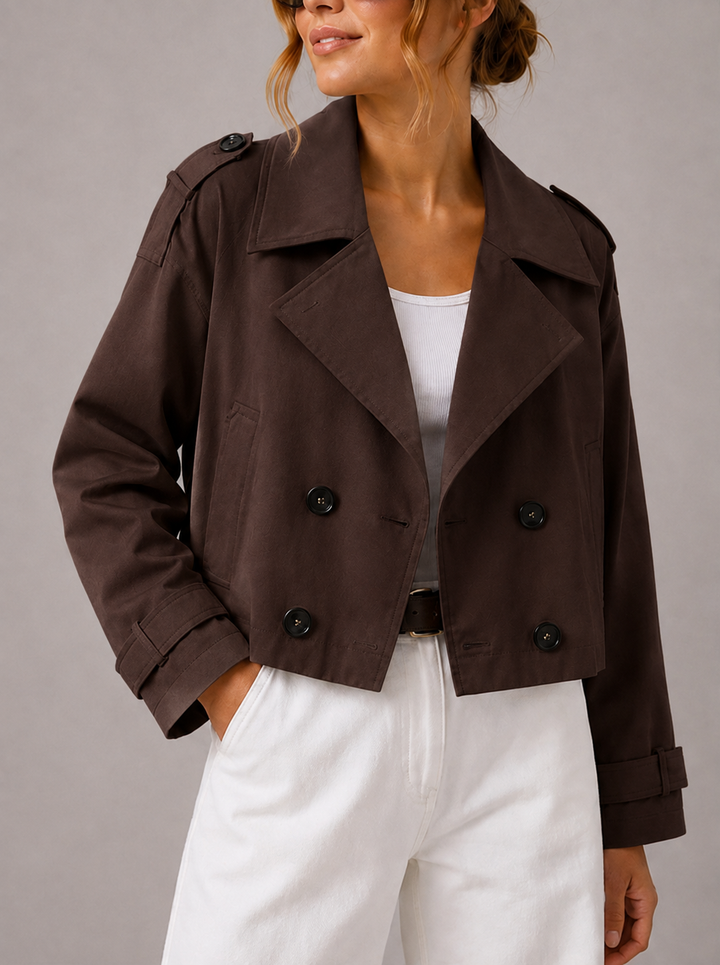 MARCELLA – Cropped Double-Breasted Trench Coat