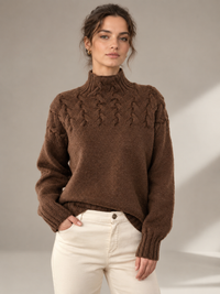 THALIA Cable-Knit Turtleneck Sweater