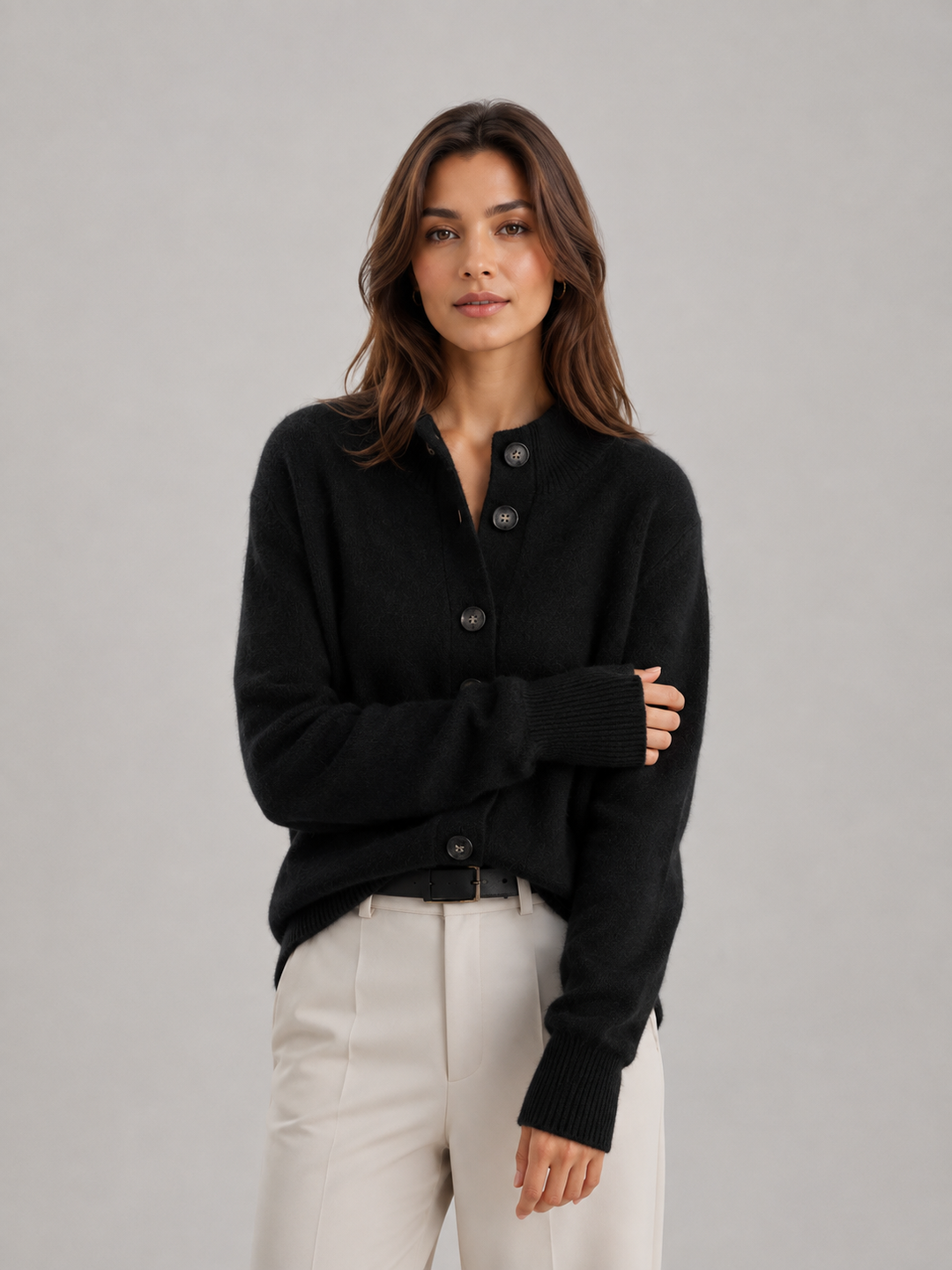 ISLA Women's Button-Front Knit Cardigan, Relaxed Fit