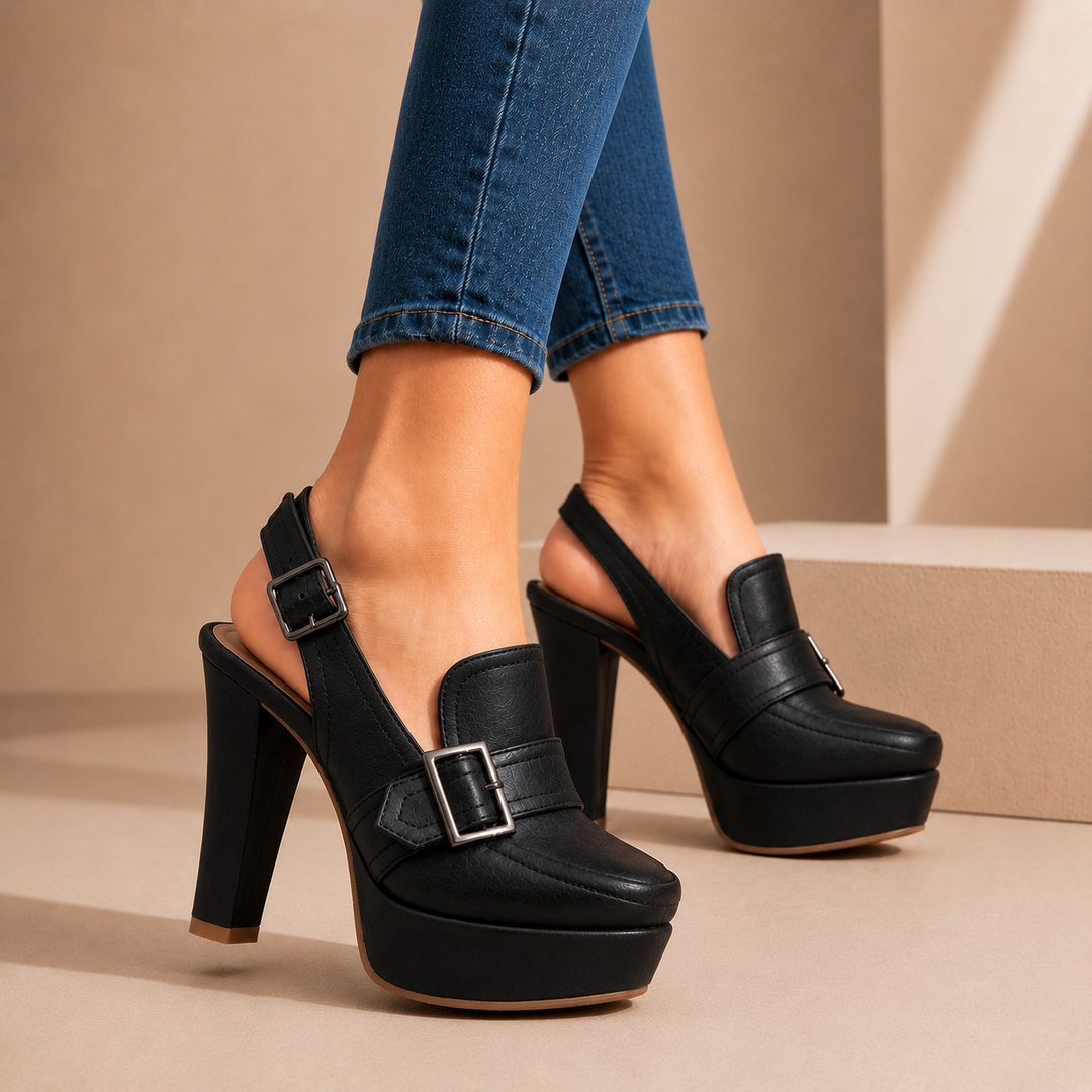Scarlet Slingback Heels