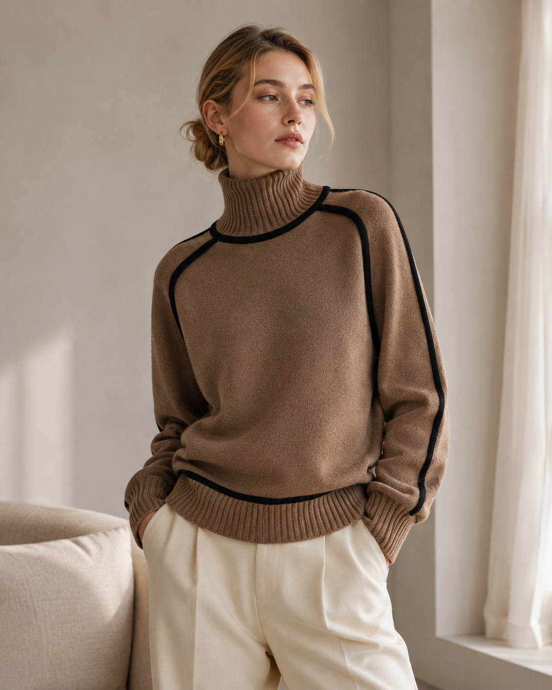 ELARA - Cotton Blend Turtleneck Sweater