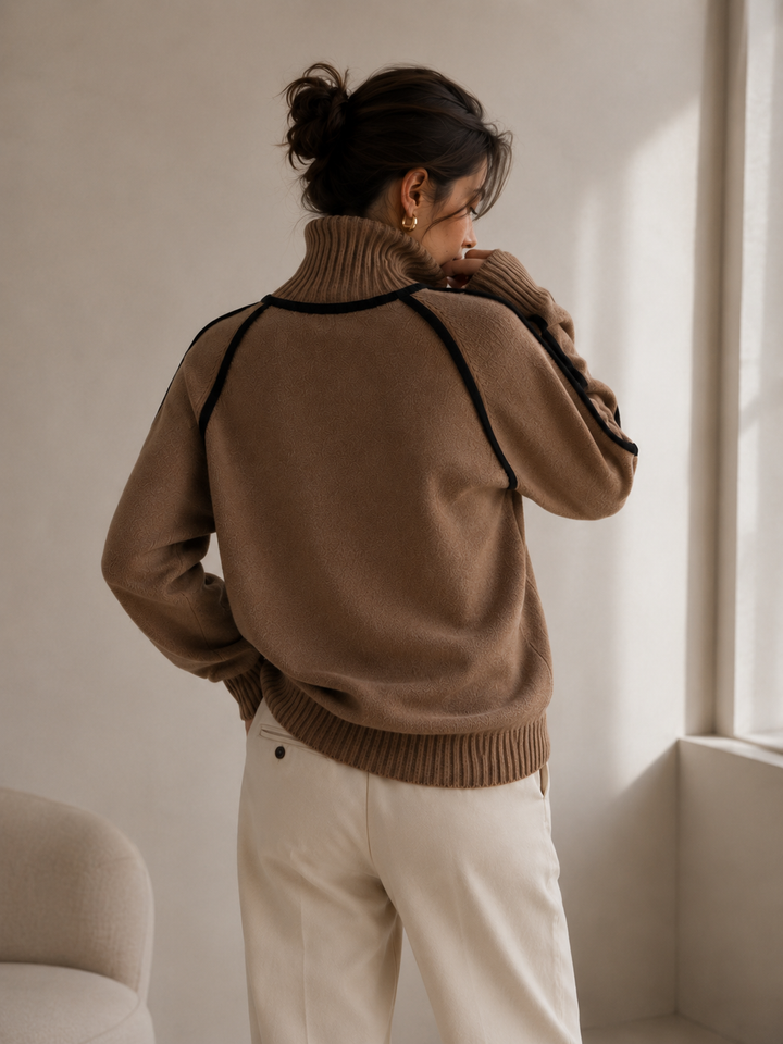 ELARA - Cotton Blend Turtleneck Sweater