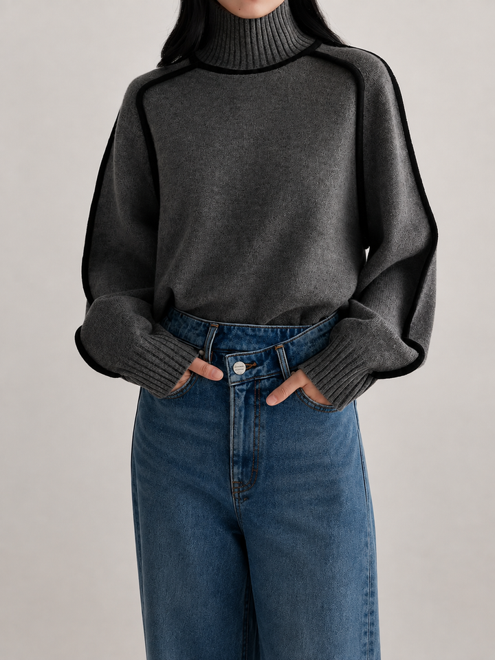 ELARA - Cotton Blend Turtleneck Sweater