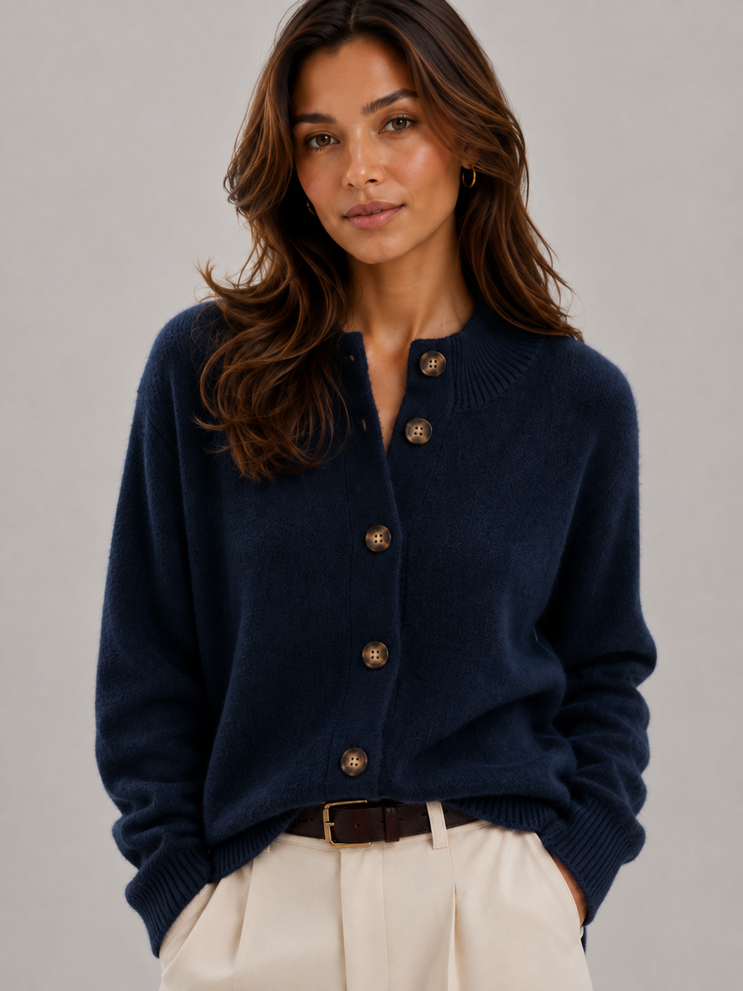 ISLA Women's Button-Front Knit Cardigan, Relaxed Fit