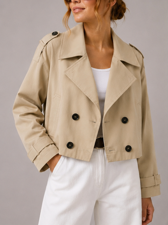 MARCELLA – Cropped Double-Breasted Trench Coat