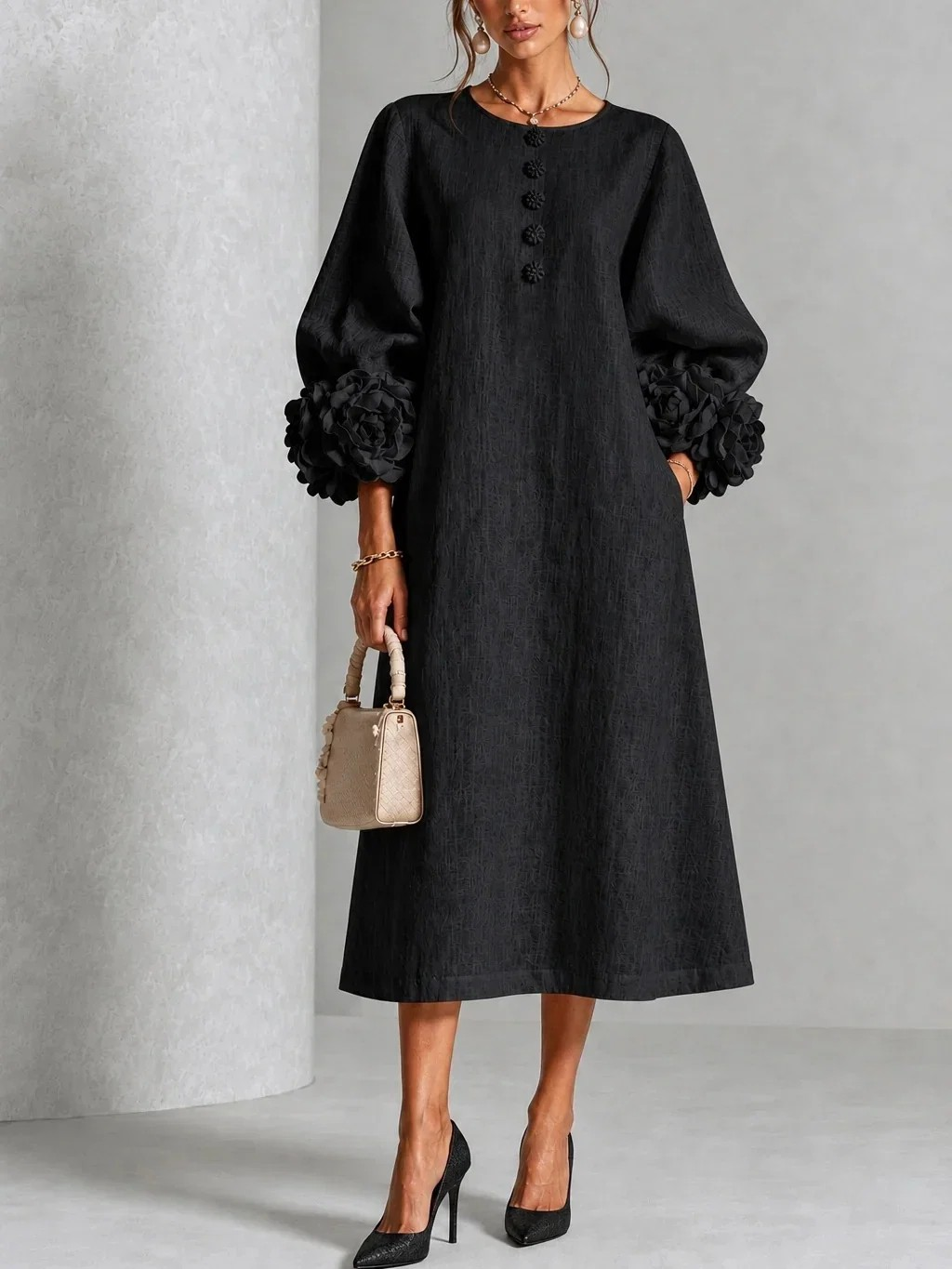 MARIAH| ELEGANT FLORAL MIDI DRESS